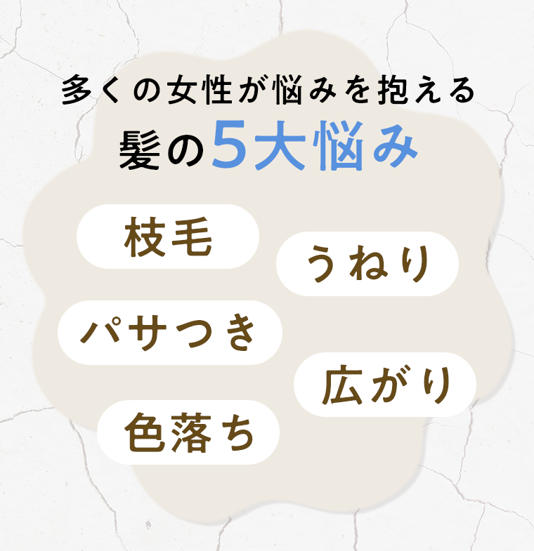 多くの女性が悩みを抱える髪の5大悩み