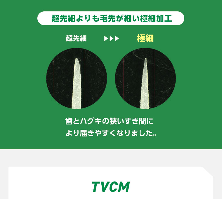 超先細よりも毛先が細い極細加工