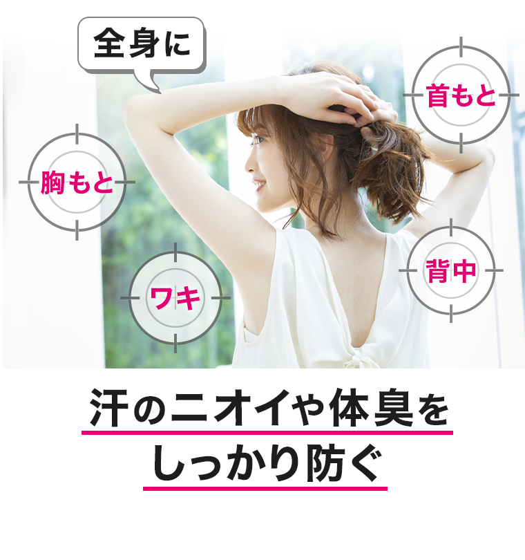 汗のニオイや体臭をしっかり防ぐ