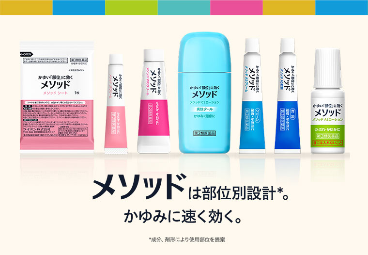 メソッドは部位別設計。かゆみに速く効く。