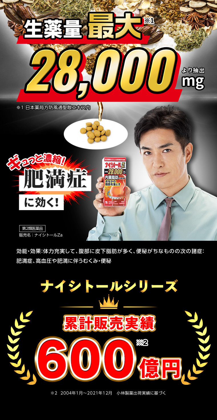 生薬量 最大28,000mg ナイシトールシリーズ 累計販売実績600億円