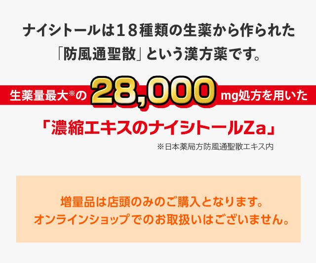 ナイシトールは１８種類の生薬から作られた「防風通聖散」という漢方薬です。