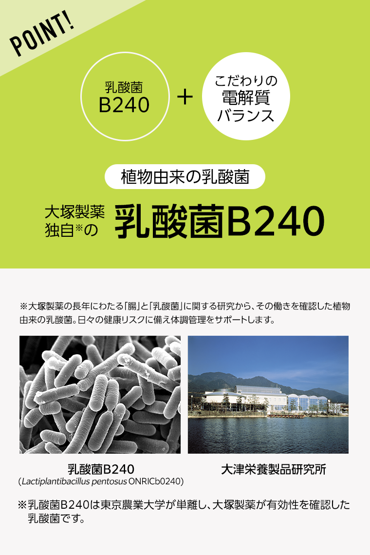 POINT! 大塚製薬独自の乳酸菌B240