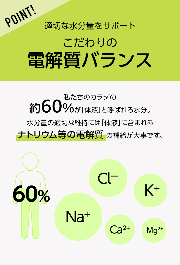 POINT! こだわりの電解質バランス