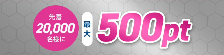 先着20,000名様に最大500pt