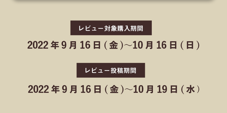 レビュー対象購入期間　レビュー投稿期間