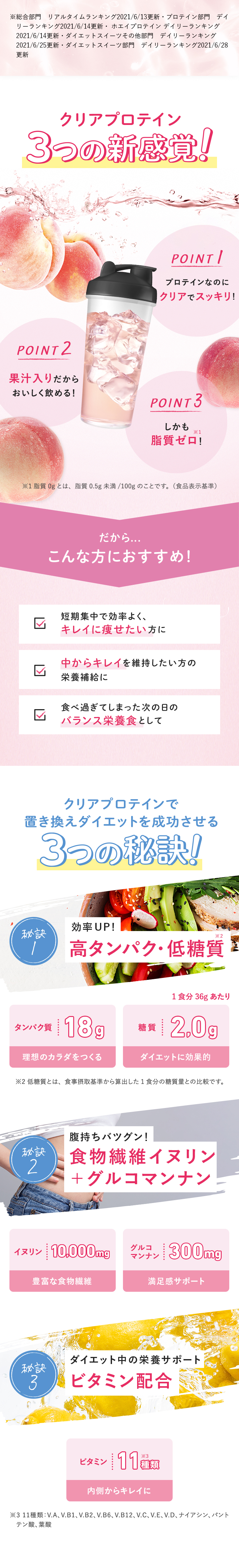 クリアプロテイン３つの新感覚！