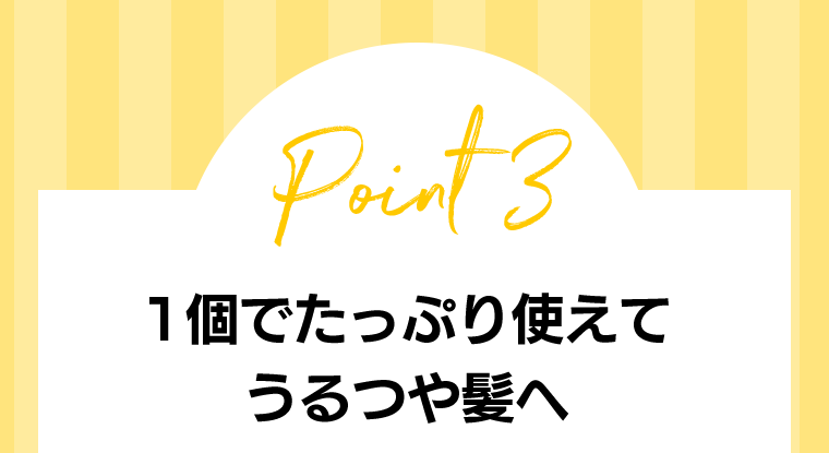 Point3　1個でたっぷり使えてうるつや髪へ