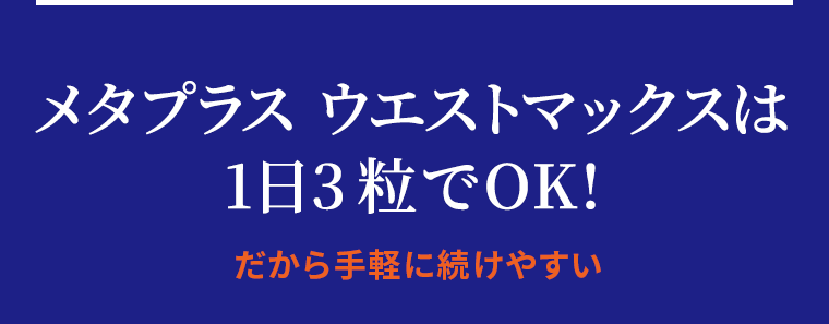 メタプラス ウエストマックスは1日3粒でOK！だから手軽に続けやすい