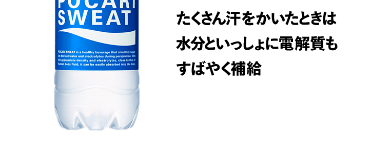 たくさん汗をかいたときは水分といっしょに電解質もすばやく補給