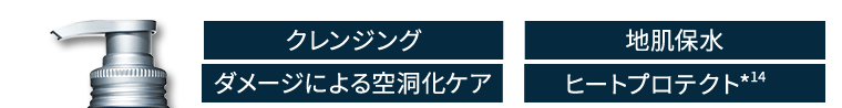 [クレンジング] [地肌保水] [ダメージによる空洞化ケア] [ヒートプロテクト（*14）]