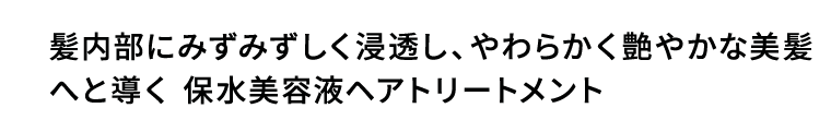 髪内部にみずみずしく浸透し、やわらかく艶やかな美髪へと導く 保水美容液ヘアトリートメント