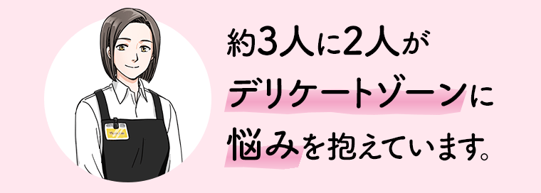 約3人に2人がデリケートゾーンに悩みを抱えています。