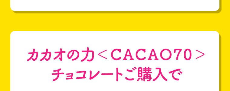 カカオの力〈CACAO70〉チョコレートご購入で