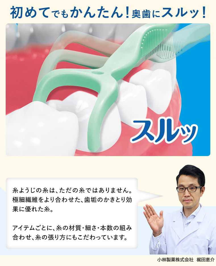 初めてでもかんたん！奥歯にスルッ！