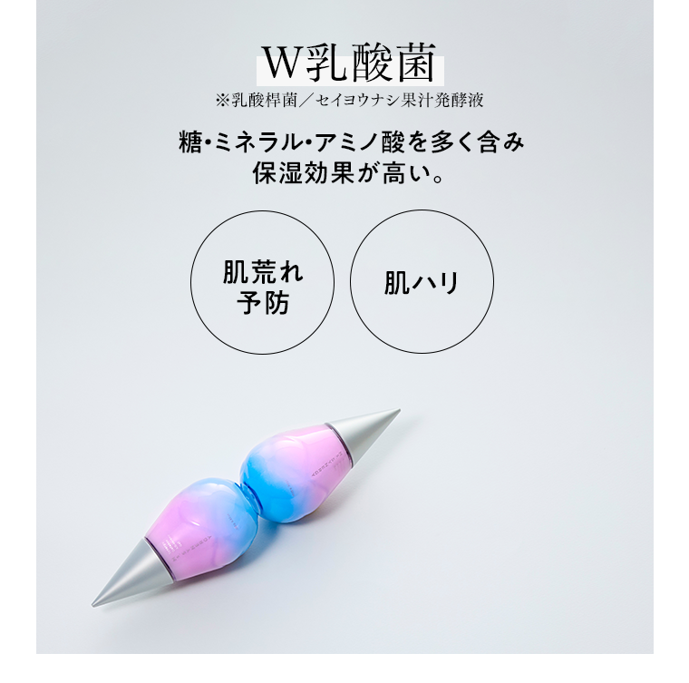 W乳酸菌 糖・ミネラル・アミノ酸を多く含み保湿効果が高い。