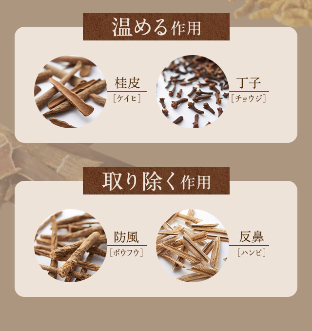 温める作用　取り除く作用