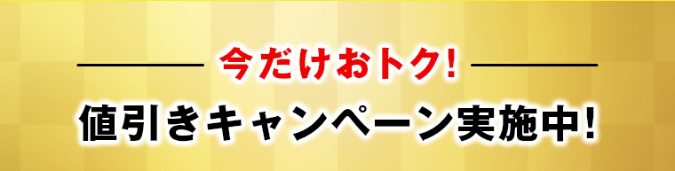 今だけおトク!　値引きキャンペーン実施中!