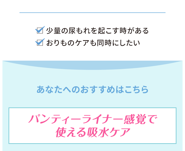 パンティーライナー感覚で使える吸水ケア