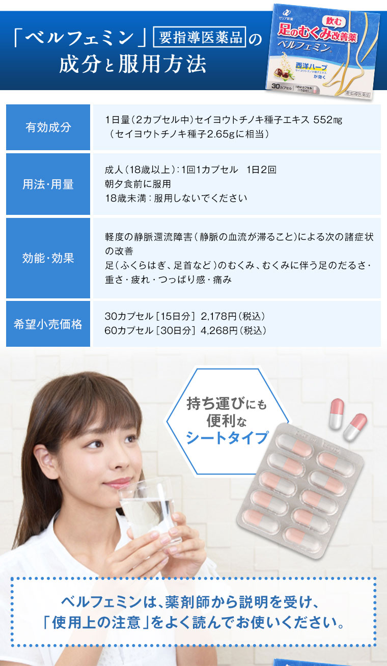 「ベルフェミン」要指導医薬品の成分と服用方法