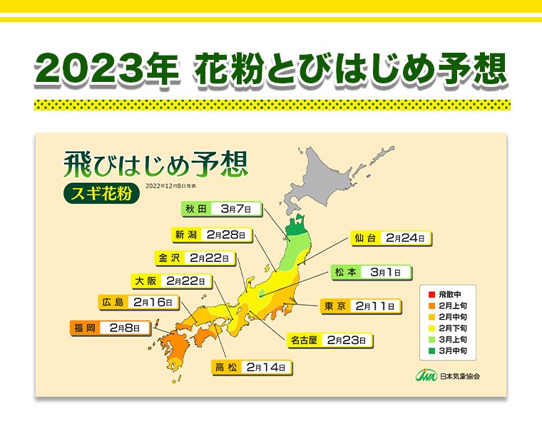 2023年 花粉とびはじめ予想
