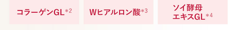 コラーゲンGL＊2 Wヒアルロン酸＊3 ソイ酵母エキスGL＊4