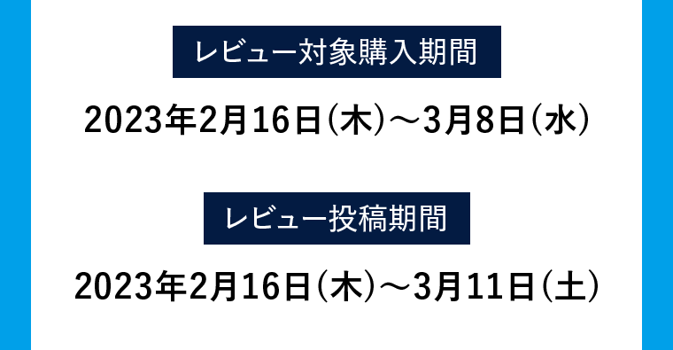 レビュー対象購入期間　レビュー投稿期間