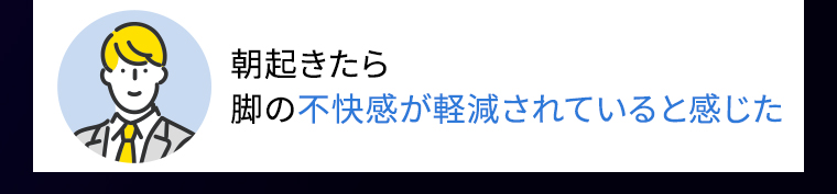 朝起きたら脚の不快感が軽減されていると感じた