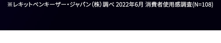 レキットベンキーザー・ジャパン(株)調べ 2022年6月 消費者使用感調査(N=108)