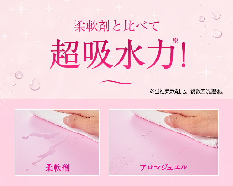 柔軟剤と比べて超吸水力!