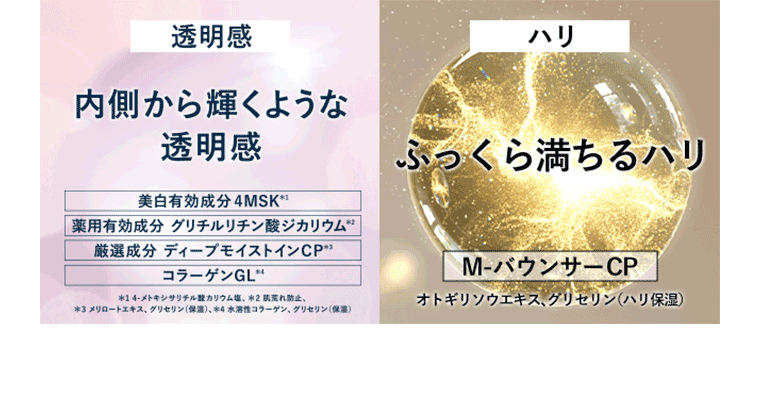 内側から輝くような透明感 ふっくら満ちるハリ