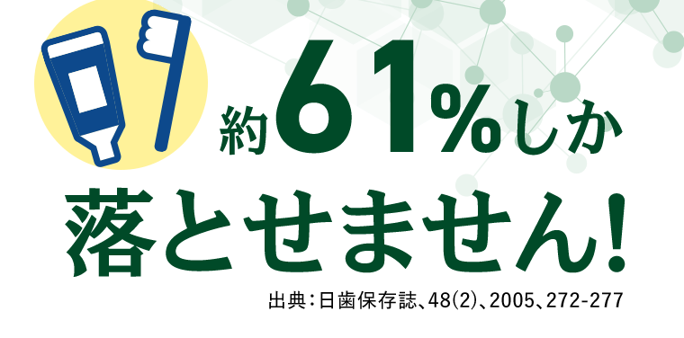 約61％しか落とせません！　出典：日歯保存誌、48（2）、2005、272-277