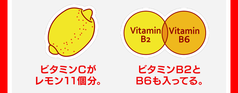 ビタミンCがレモン11個分。ビタミンB2とB6も入ってる。