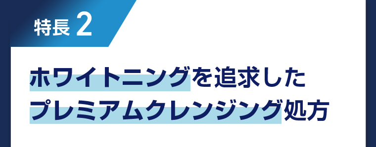 特長1　ホワイトニングを追求したプレミアムクレンジング処方