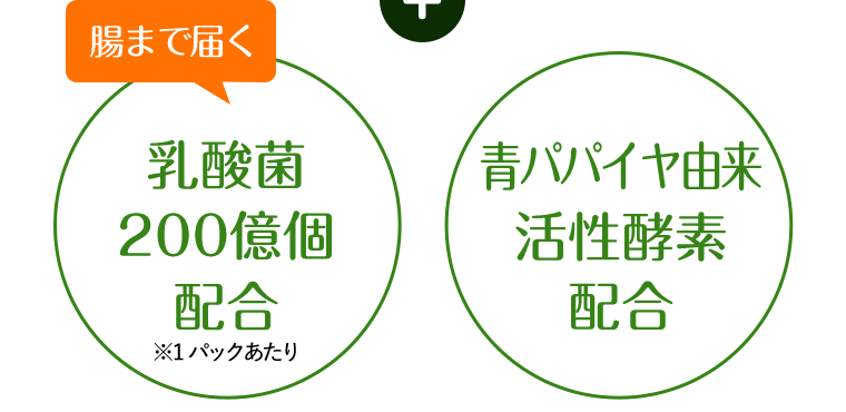 ＋《腸まで届く乳酸菌200億個配合※1パックあたり》《青パパイヤ由来活性酵素配合》