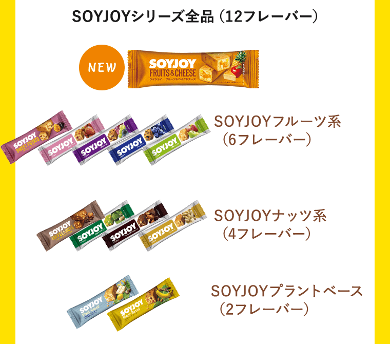 SOYJOYシリーズ全品（12フレーバー） NEW フルーツ＆ベイクドチーズ／SOYJOYフルーツ系（6フレーバー）／SOYJOYナッツ系（4フレーバー）／SOYJOYプラントベース（2フレーバー）