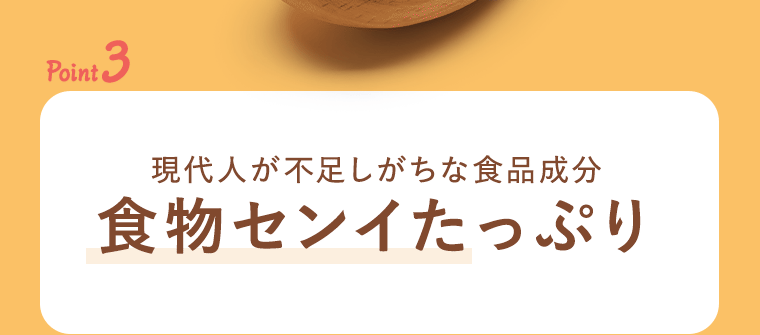 point3 現代人が不足しがちな食品成分　食物センイたっぷり