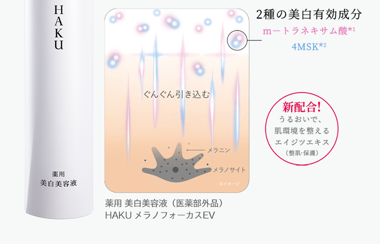 薬用 美白美容液 (医薬部外品) HAKU メラノフォーカスEV 2種の美白有効成分 m-トラネキサム酸*1 4MSK*2 新配合! うるおいで、肌環境を整えるエイジツエキス (整肌・保護)