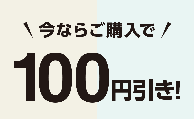 今ならご購入で100円引き!