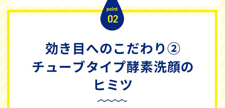 POINT02 効き目へのこだわり２　チューブタイプ酵素洗顔のヒミツ