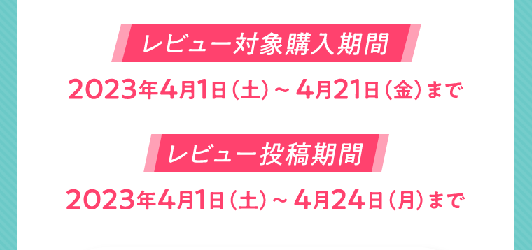 レビュー対象購入期間　レビュー投稿期間