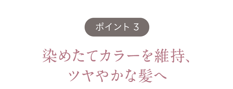【ポイント3】染めたてカラーを維持、ツヤやかな髪へ