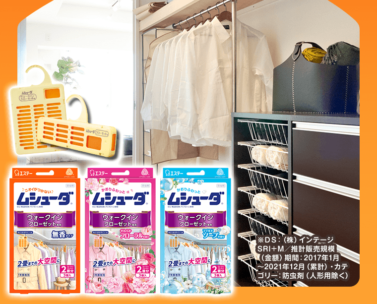 ※DS：（株）インテージSRI＋M／推計販売規模（金額）期間：2017年1月〜2021年12月（累計）・カテゴリー：防虫剤（人形用除く）