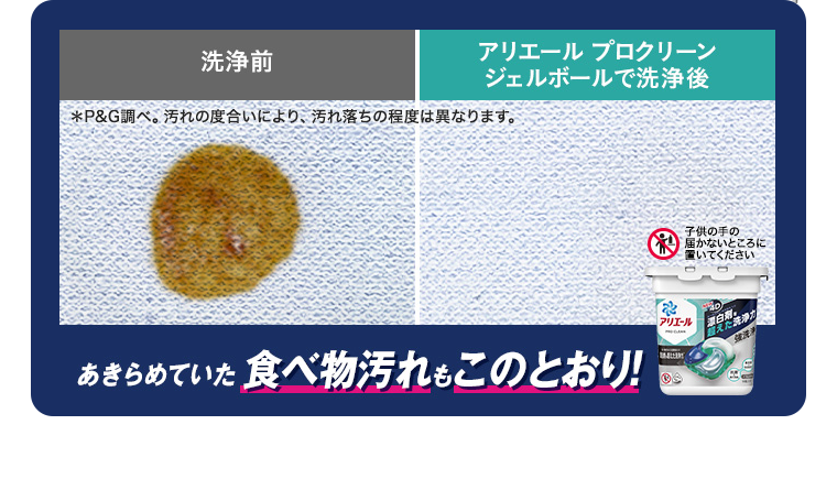 あきらめていた食べ物汚れもこのとおり！