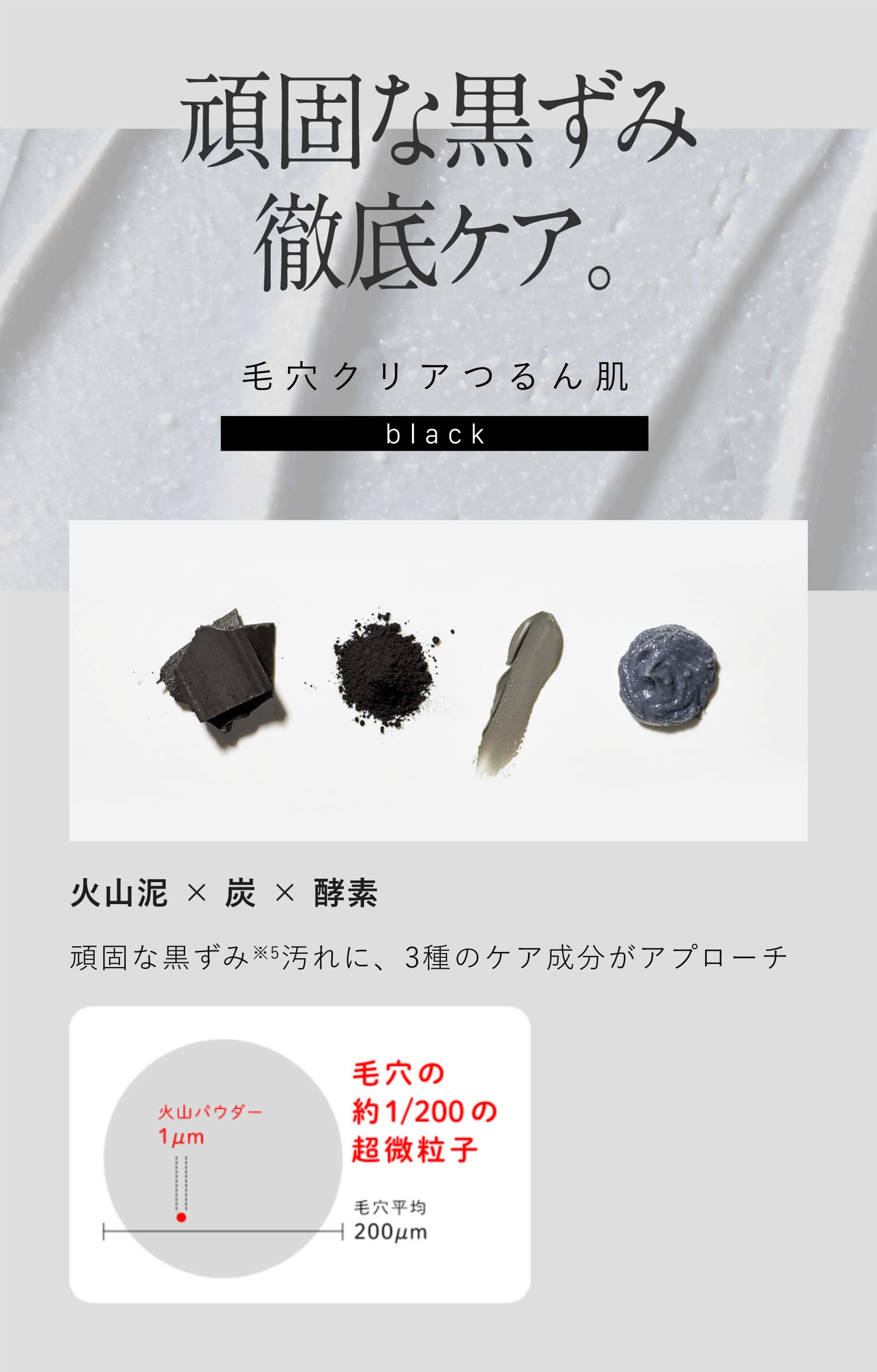 頑固な黒ずみ徹底ケア。