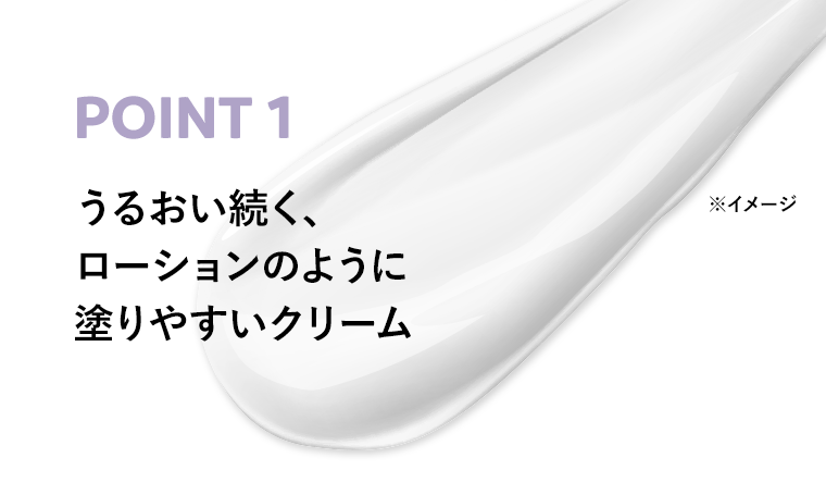 POINT1　うるおい続く、ローションのように塗りやすいクリーム