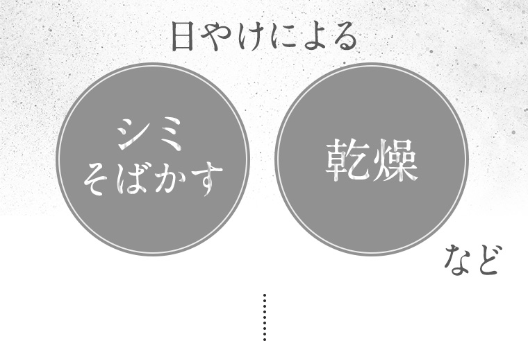 日やけによる シミそばかす 乾燥 など