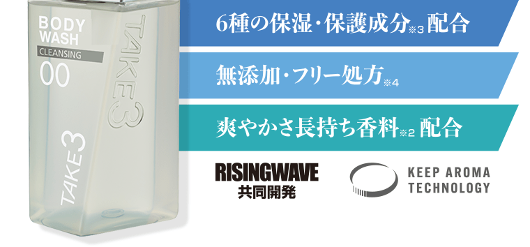 6種の保湿・保護成分※3配合／無添加・フリー処方※4／爽やかさ長持ち香料※2配合