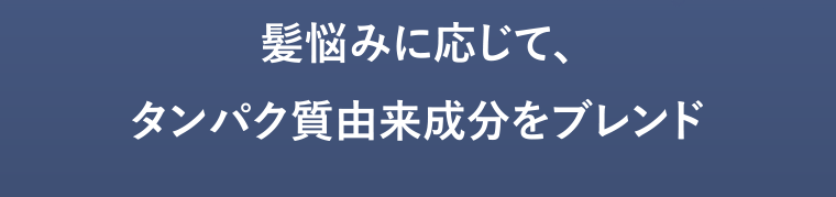 髪悩みに応じて、タンパク質由来成分をブレンド