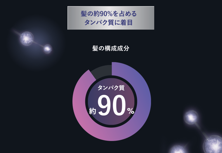 髪の約90％を占めるタンパク質に着目